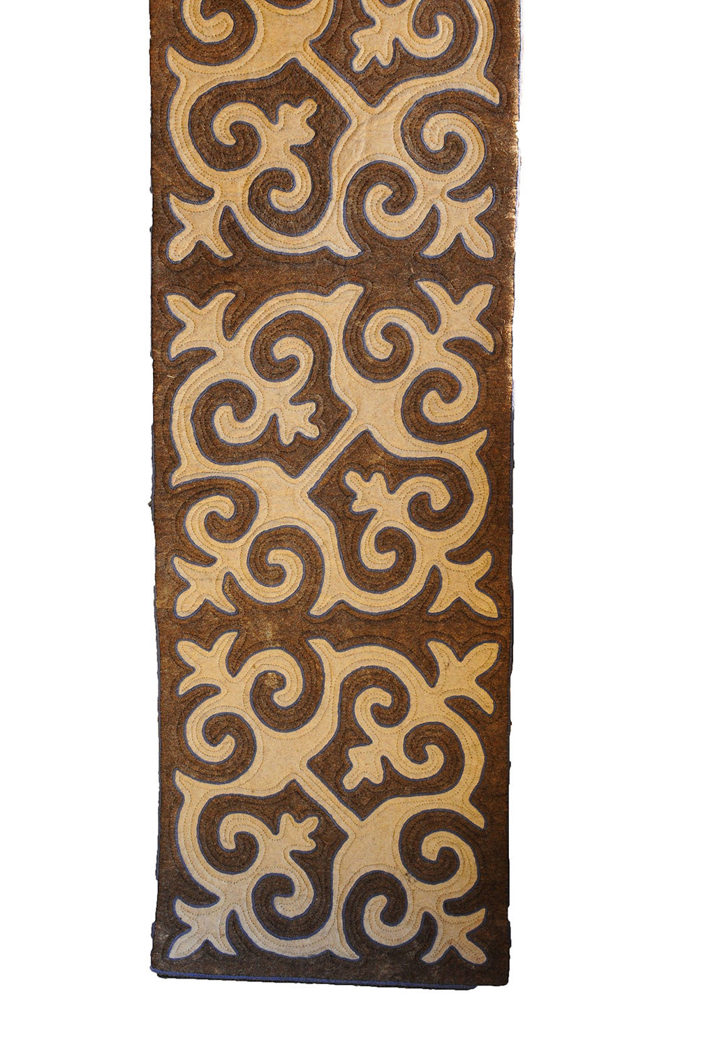 Brown and Light Brown Felt Runner Rug with Blue Trim – AIDAI design